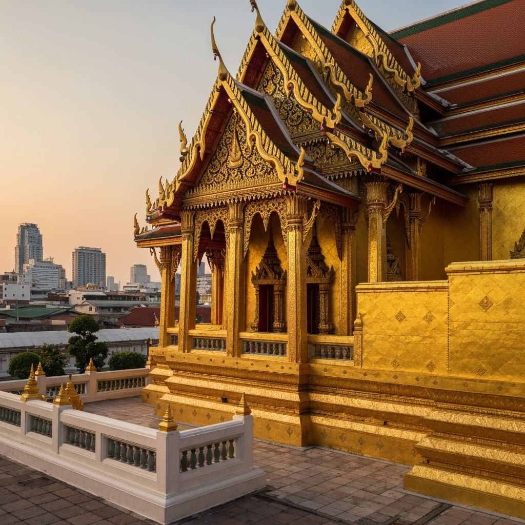 Asian Adventure Tour - Golden Temple in Bangkok Thailand with traditional Asian architecture