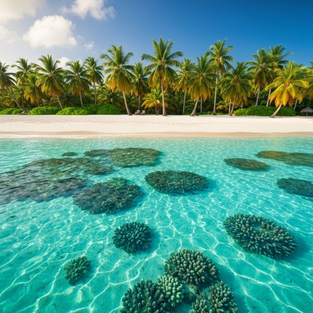 Stunning tropical beach paradise with crystal clear turquoise water and white sand - your dream vacation destination